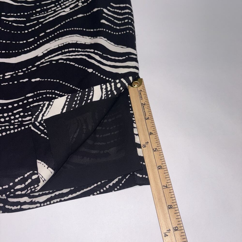 Talbots Skirt Black/Cream Aquatic Look Print 100% Pure Silk Classy Sz 8 Knee L - Picture 6 of 9